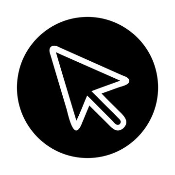 Simple Cursor Icon White Arrow in Black Circle -  Vector Graphic Design Element