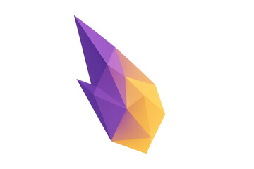 Poster - Low poly purple and yellow crystal shining with transparent background, perfect for digital art projects