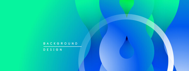 Poster - Abstract gradient background. Blue, green hues blend smoothly. Circular shapes overlap creating dynamic visual effect. Modern design element.