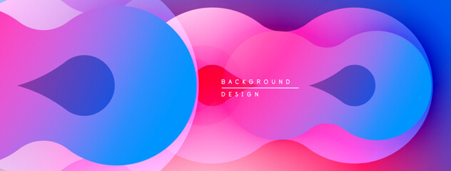 Leinwandbilder - Abstract fluid shapes blend vibrant pinks, blues, purples. Gradient colors create dynamic visual effect. Modern design element.