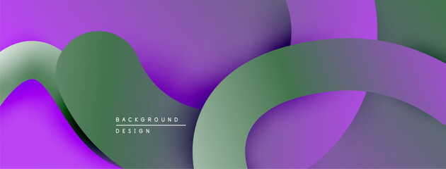 Leinwandbilder - Abstract fluid shapes overlap, creating layered purple, green gradients. Minimalist design suggests modern background texture.