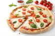© ARTSPRIO - Slice of pizza with tomatoes and basil on top
