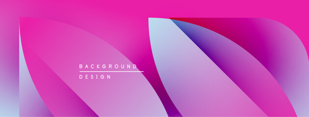 Poster - Abstract pink purple gradient design. Smooth flowing shapes create modern background. Text reads background design. Minimalist aesthetic.