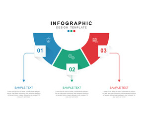 Fototapete - Vector Infographic label design template with icons and 3 options or steps.