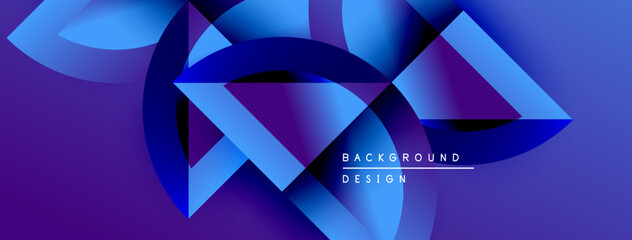 Aufkleber - Abstract geometric shapes, vibrant blue purple gradients. Modern design elements create dynamic visual texture. Background suggests technology, innovation.