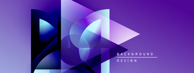 Poster - Abstract geometric shapes overlap, creating dynamic purple gradient background. Modern design elements suggest technology, innovation.