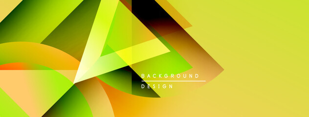 Leinwandbilder - Abstract geometric shapes overlap, creating vibrant yellow, green, orange gradients. Modern design element for backgrounds, presentations.