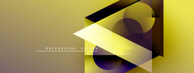 Aufkleber - Abstract geometric design. Yellow, purple gradients create dynamic composition. Modern background suitable for various projects.