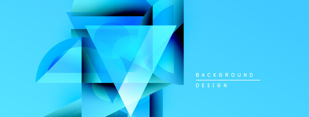 Aufkleber - Abstract geometric shapes, vibrant blue hues, modern design. Clean composition, gradient effects, suitable background element.