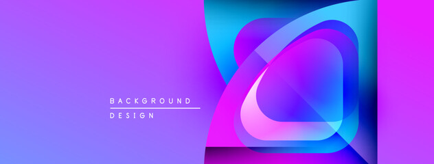 Fototapete - Abstract vibrant layers create dynamic visual effect. Gradient colors blend, forming modern background design. Smooth shapes overlap.