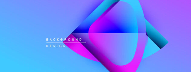 Leinwandbilder - Abstract design features vibrant blue, purple gradients. Overlapping shapes create dynamic visual effect. Text reads background design.