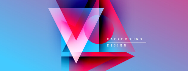 Leinwandbilder - Abstract geometric shapes overlap, creating vibrant color gradients. Blue, purple, pink, red hues blend seamlessly. Modern design element.