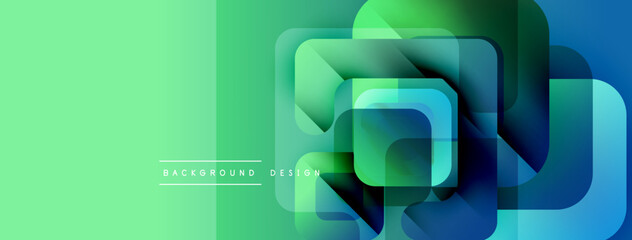 Poster - Abstract geometric shapes, vibrant greenblue gradient. Modern design elements create dynamic visual texture. Minimalist style.