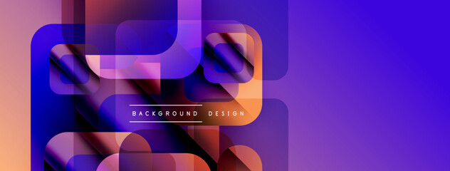 Poster - Abstract geometric shapes overlap, creating vibrant gradients. Purple, orange hues dominate design, modern aesthetic.