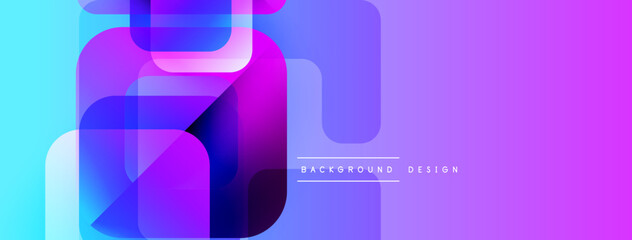 Poster - Abstract geometric shapes overlap, creating vibrant purple, blue gradients. Modern design element suitable for banners, backgrounds.