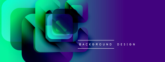 Poster - Abstract geometric shapes overlap, creating vibrant gradient effect. Modern design suitable for banners, backgrounds. Colors transition smoothly.