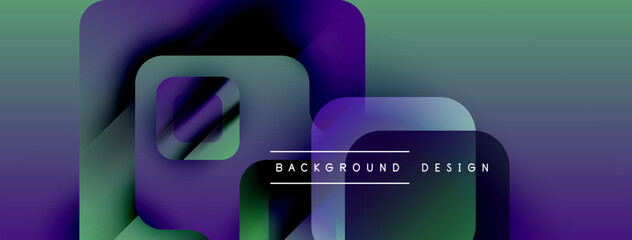 Fototapete - Abstract fluid shapes overlap, creating vibrant color gradients. Modern design elements suggest background use. Minimalist text reads background design.