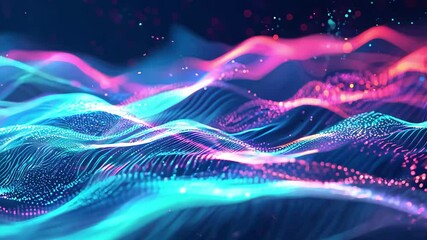Fototapete - An abstract background showcasing vibrant waves of data visualization and information analysis in a digital environment, emphasizing technology and innovation in contemporary design