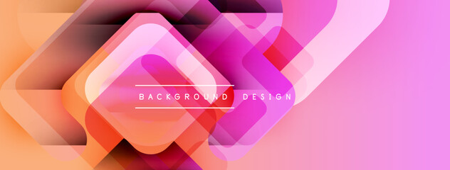 Poster - Abstract geometric shapes overlap, creating vibrant gradient effect. Pink, orange hues dominate design, modern aesthetic.