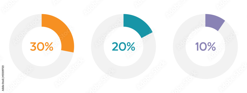 Round loading symbol with 10,20,30,percent filled bar. Progress ...