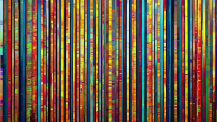 Poster - Vibrant staccatolike effect created by short stripes of various colors, forming a visually dynamic pattern that draws the eye with its rhythmic appearance and interplay of hues