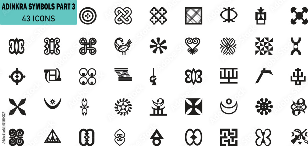Adinkra Symbols Vector Set. 43 Traditional African Cultural Spiritual ...