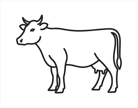Cow icon in simple line art style, vector format.

