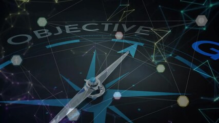 Aufkleber - Opening rotating compass rose initiating arrow pivoting toward emerging GOAL label pulsing nodes