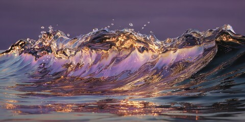 Aufkleber - Vibrant ocean wave reflecting sunset colors at twilight over the serene water