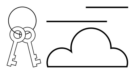 Poster - pair of skeleton keys linked together next to a simple cloud outline, symbolizing cloud security. id