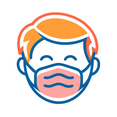 Poster - Person wearing a face mask, a simple colorful icon, for websites and apps