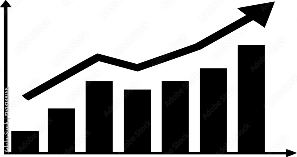 high contrast, black and white, minimalist, bar graph, upwards trending ...