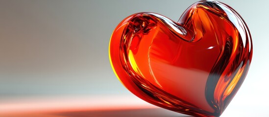 Poster - a luminous crimson heart, sculpted from translucent glass, radia