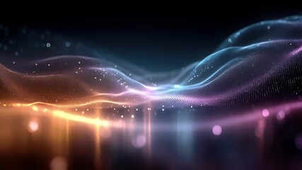 Wall Mural - Abstract light waves with vibrant colors flowing in a dark background, creating a dynamic visual effect