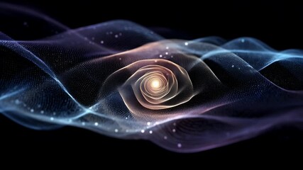 Wall Mural - Abstract representation of a swirling galaxy with luminous core, set against a dark cosmic background