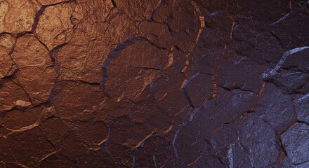 Poster - A close up of a rock wall with a brown and orange color scheme