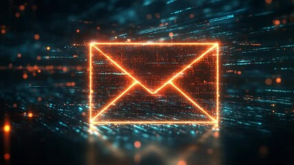 Poster - Cyberpunk Email: Glowing Digital Envelope in Data Stream
