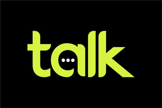 word talk forms a conversation column, modern minimalist geometric circular font with rounded edges