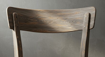 Poster - A wooden chair with a back that is slightly curved