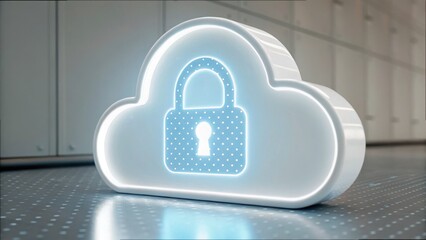 Aufkleber - Secure Cloud Storage Concept with Glowing Lock Symbol and Bubble Effect