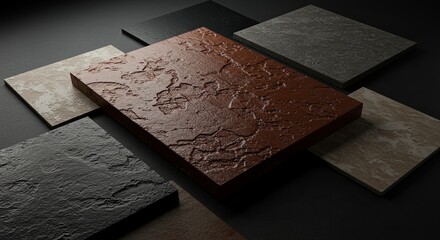 Poster - A collection of different colored tiles, including brown, black, and white