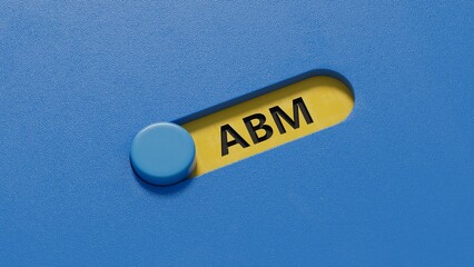 Poster - word abm with slide switch.close up of slide switch,Business Concept.3D rendering on blue background.