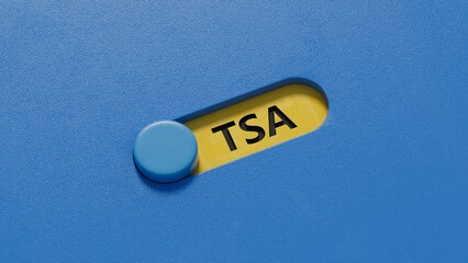 Poster - slide switch with TSA, tax sheltered annuary text. Financial, Management, Economic.close up of slide switch,Business Concept.3D rendering on blue background.