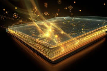 Poster - Open glowing book with rays of light surrounding it, representing a new wave in education.