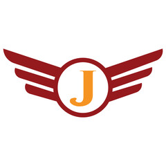 Poster - Win Logo On Letter J With Shield Symbol Transportation Logotype