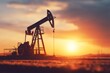 © Serhii - Oil Pump Jack Operating at Sunset in Open Field