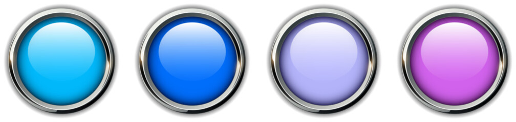 Aufkleber - Purple blue shiny buttons set with metal chrome edges.