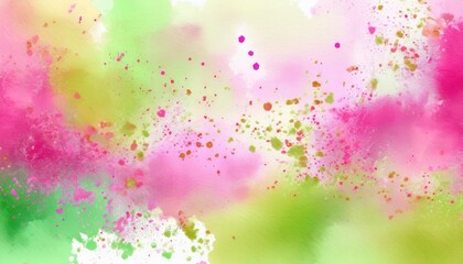Aufkleber - pastel watercolor splatter background with pink, green, and yellow gradient for web design, branding, and print media

