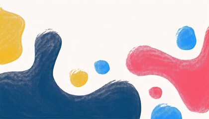 Aufkleber - abstract organic blobs with halftone texture in primary colors for modern branding, web design, or poster background with playful minimalist shapes and dynamic visual movement

