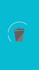 Poster - Deleting file, removing file, erasing data, clearing file, trashing document, featuring a trash bin icon and a white spinning loading loop. 